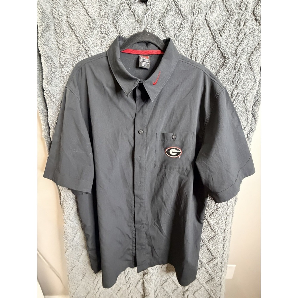 Georgia Bulldog Shirt Men XL Black Vintage Nike Team Button Up Embroidered Logo